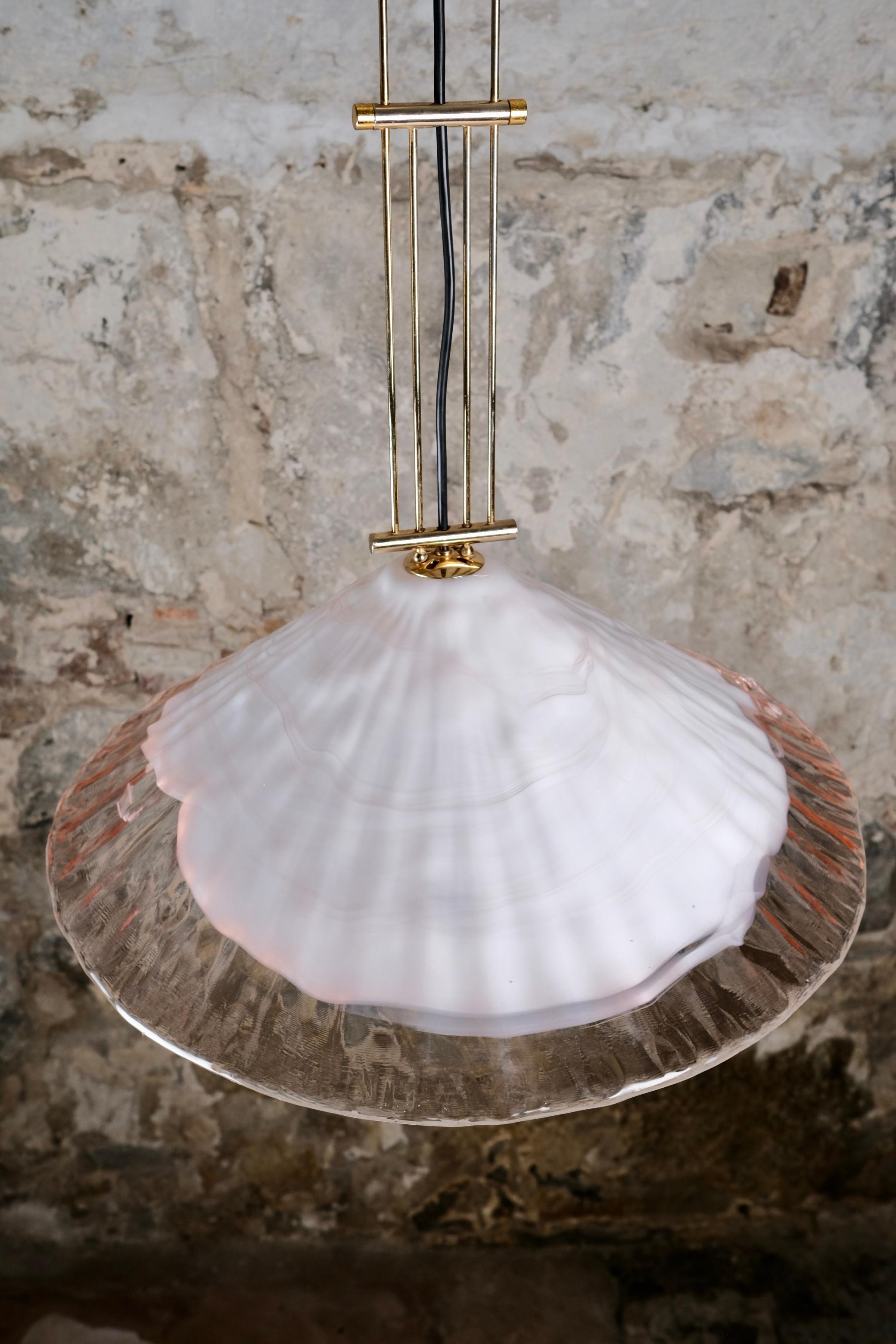 Hand-Crafted Murano glass and brass pendant light by La Murrina, Italy, 1970s For Sale