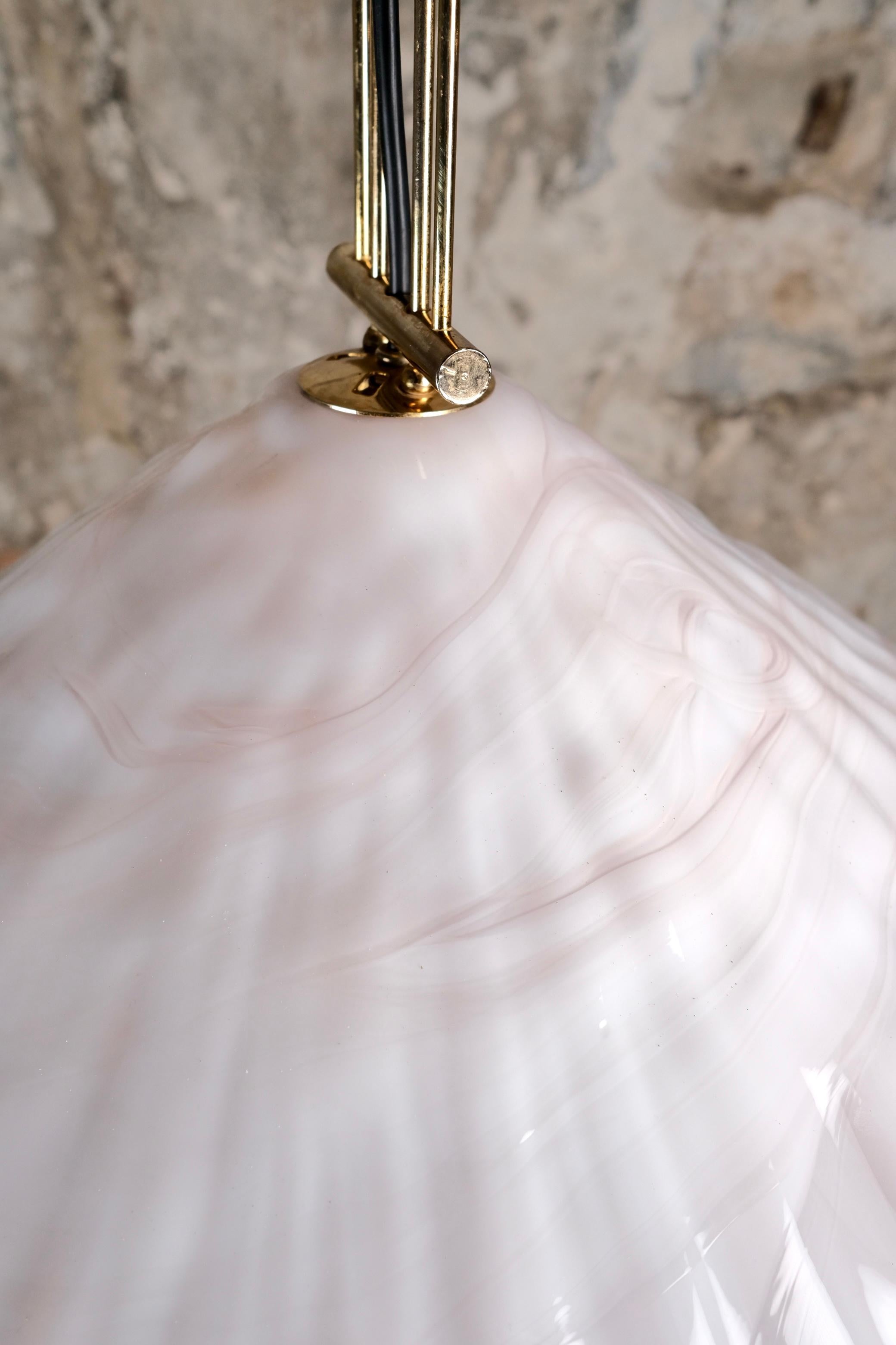 Brass Murano glass and brass pendant light by La Murrina, Italy, 1970s For Sale