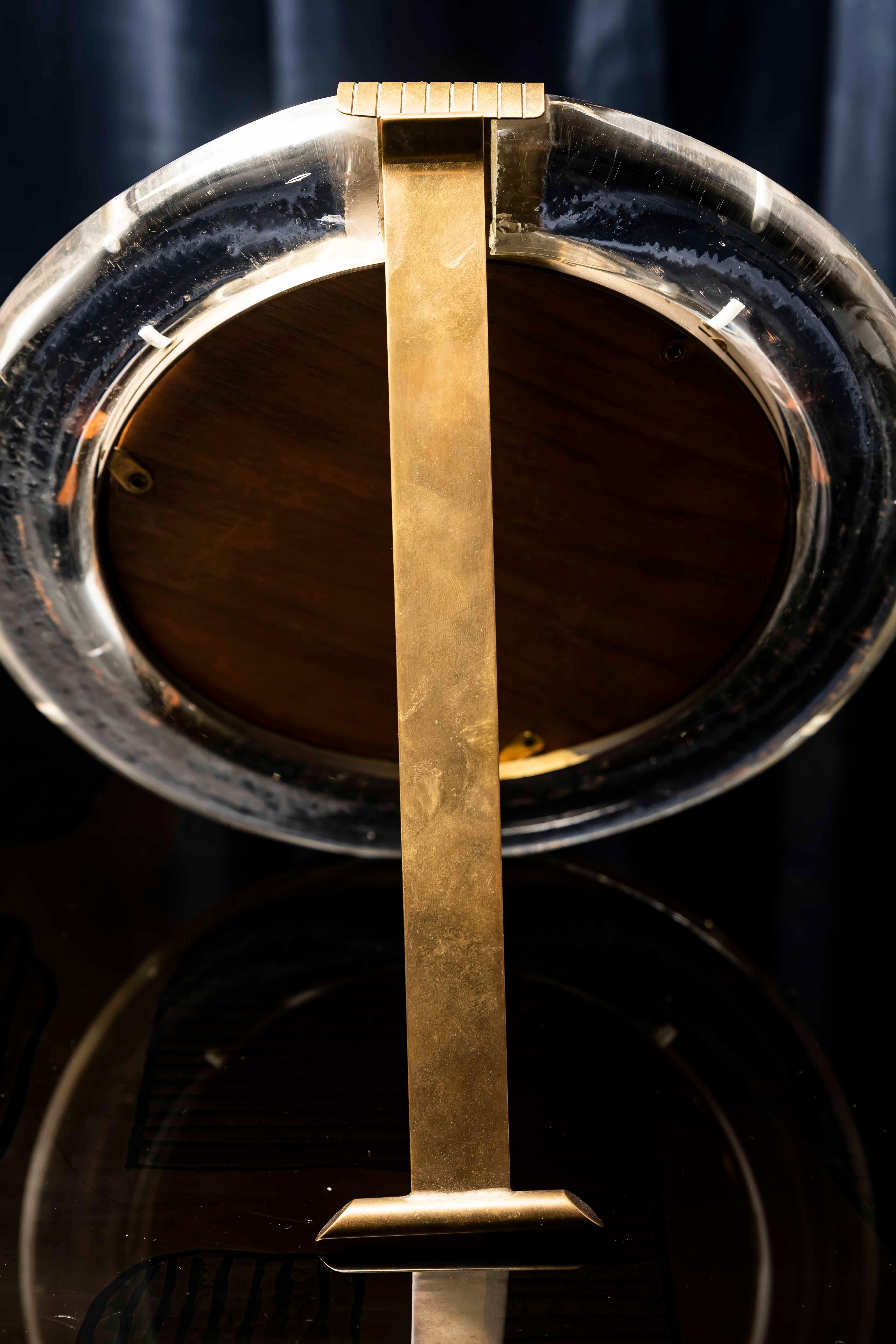 Murano Glass and Brass Round Table Mirror by Seguso Vetri d’Arte, Italy For Sale 5