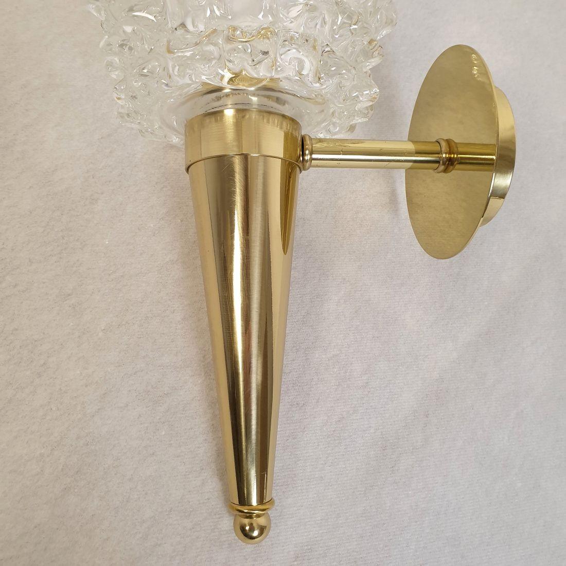 Apliques de cristal de Murano y latón - un par en venta 3