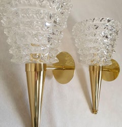 Murano glass and brass sconces - a pair