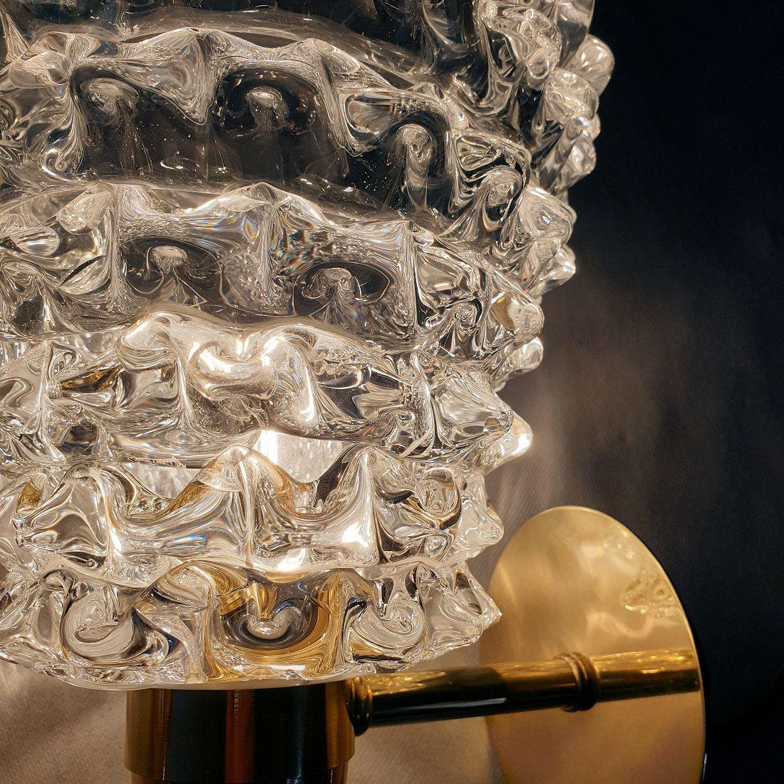 Apliques de cristal de Murano y latón - un par Latón en venta