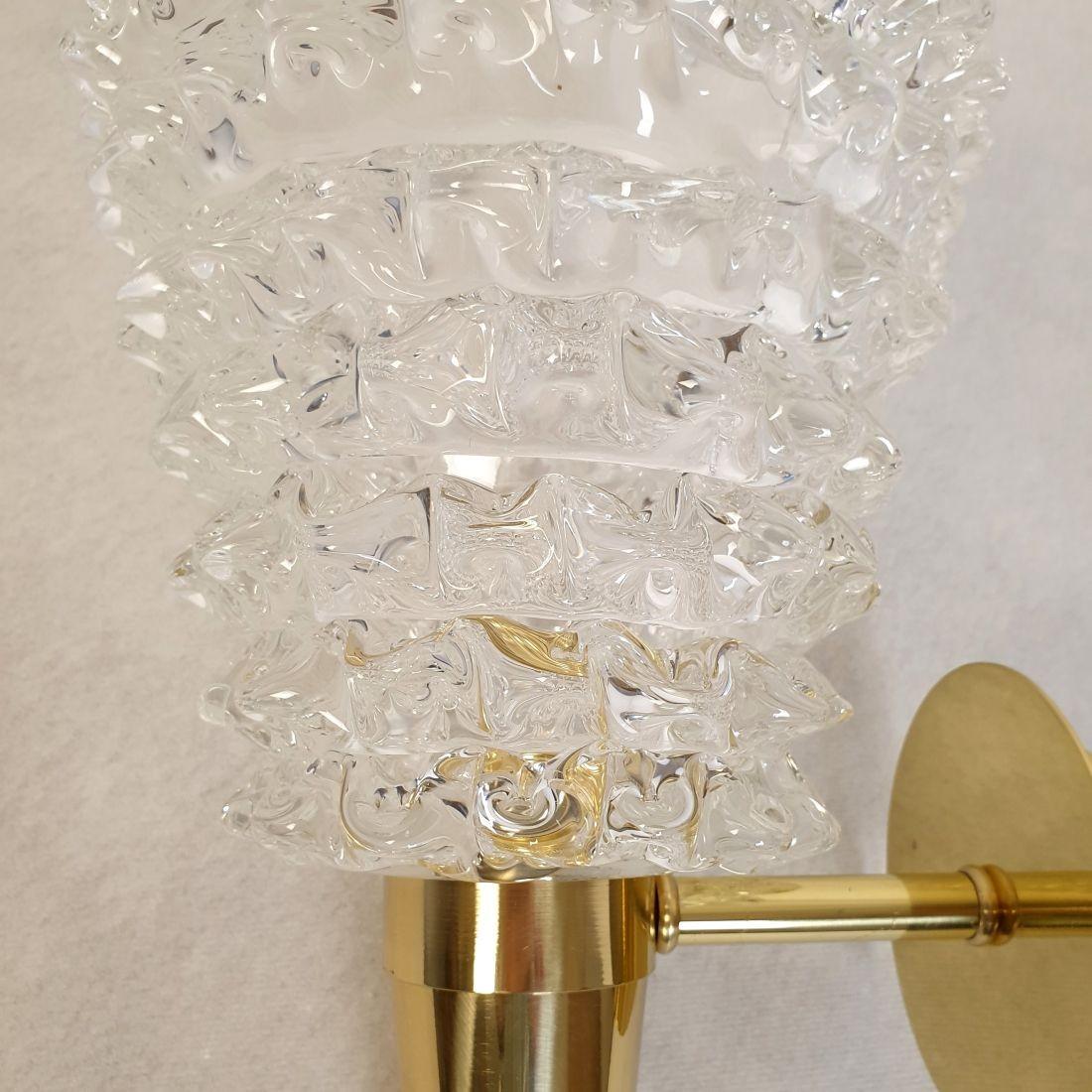 Murano glass and brass sconces - a pair For Sale 1