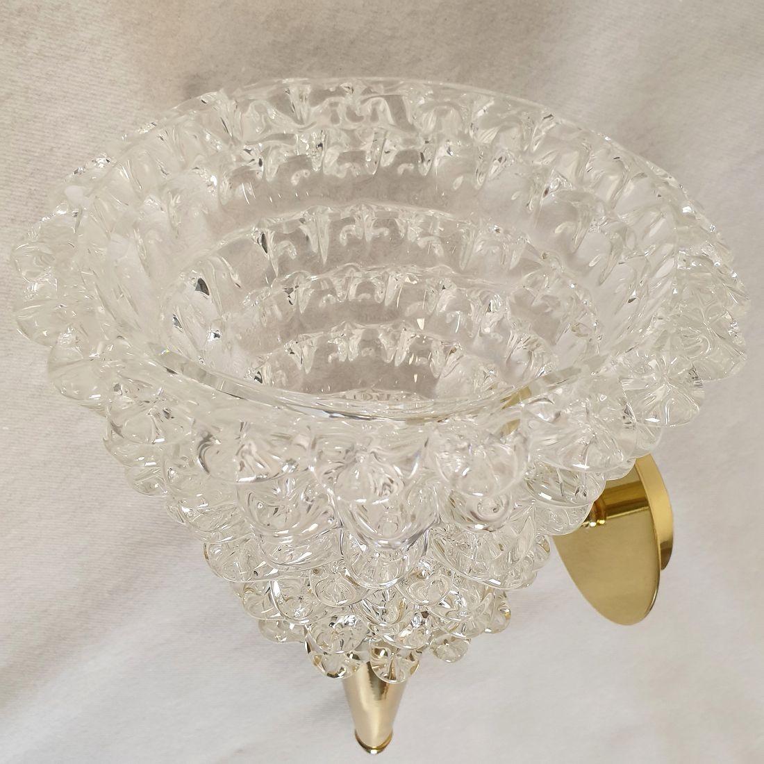 Apliques de cristal de Murano y latón - un par en venta 2