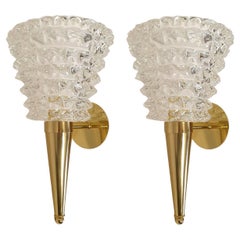 Vintage Murano glass and brass sconces - a pair