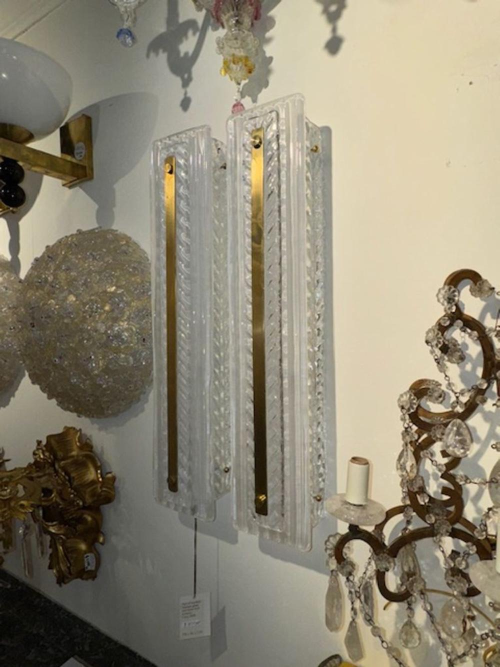 italien Appliques en verre de Murano et en laiton en vente