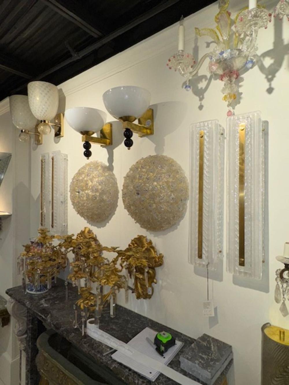 Appliques en verre de Murano et en laiton Bon état - En vente à Dallas, TX