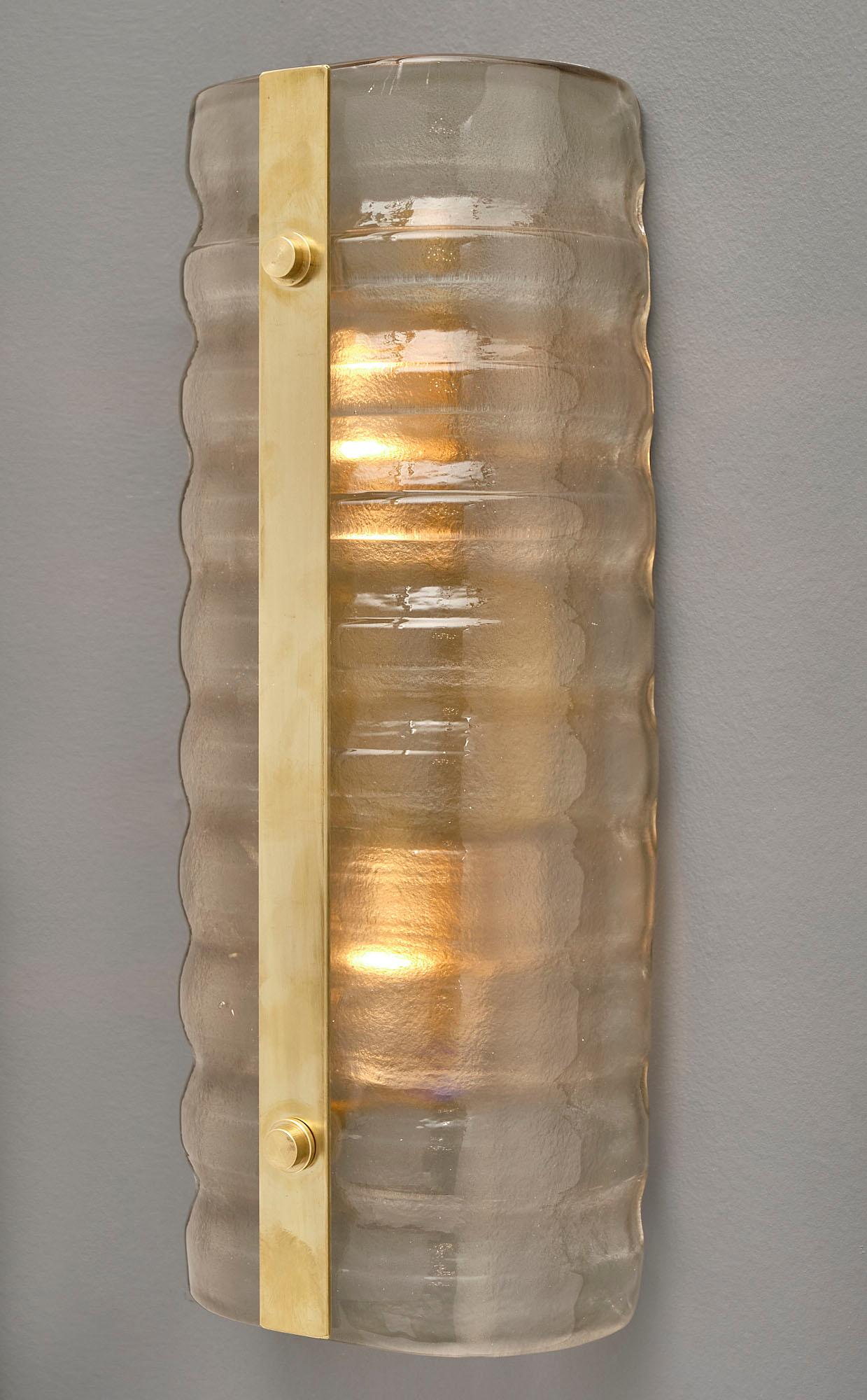 Murano Glass and Brass Sconces In Good Condition For Sale In Austin, TX