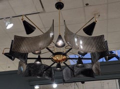 Araña de cristal de Murano y latón "Scudi