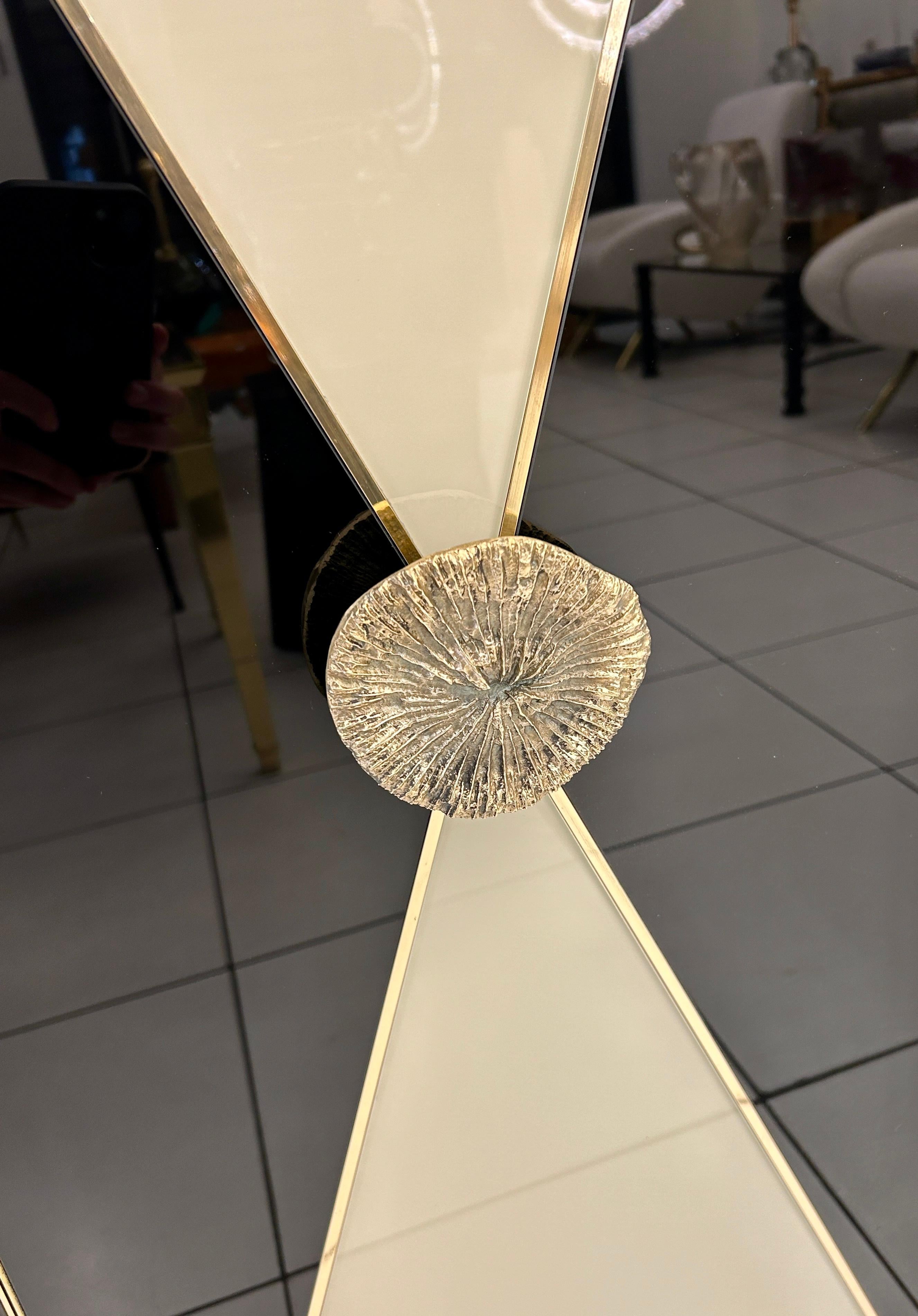 Mobile laterale in vetro di Murano e ottone in vendita 2