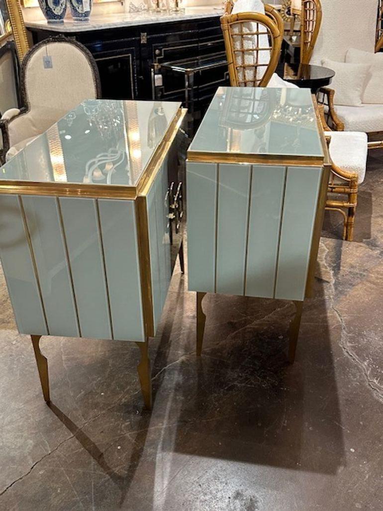 Contemporary Murano Glass and Brass Side Cabinets For Sale