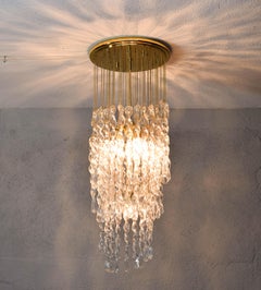 Murano Glass and Brass Spiral Cascade Chandelier Italy 70s Special tare price
