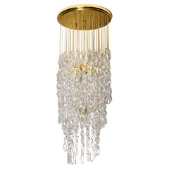 Murano Glass and Brass Spiral Cascade Chandelier Italy 70s Special tare price