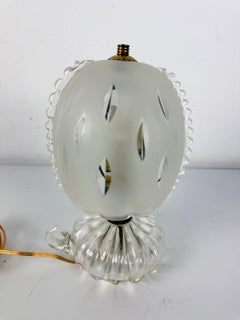 Murano Glass and Brass Table Lamp attributed to Ercole Barovier, 1940s