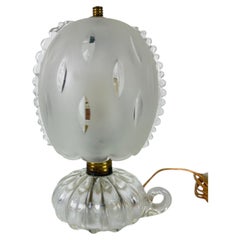 Murano Glass and Brass Table Lamp attributed to Ercole Barovier, 1940s