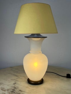 Lampada da tavolo in vetro di Murano e ottone, F. Fabbian, Italia, anni '70