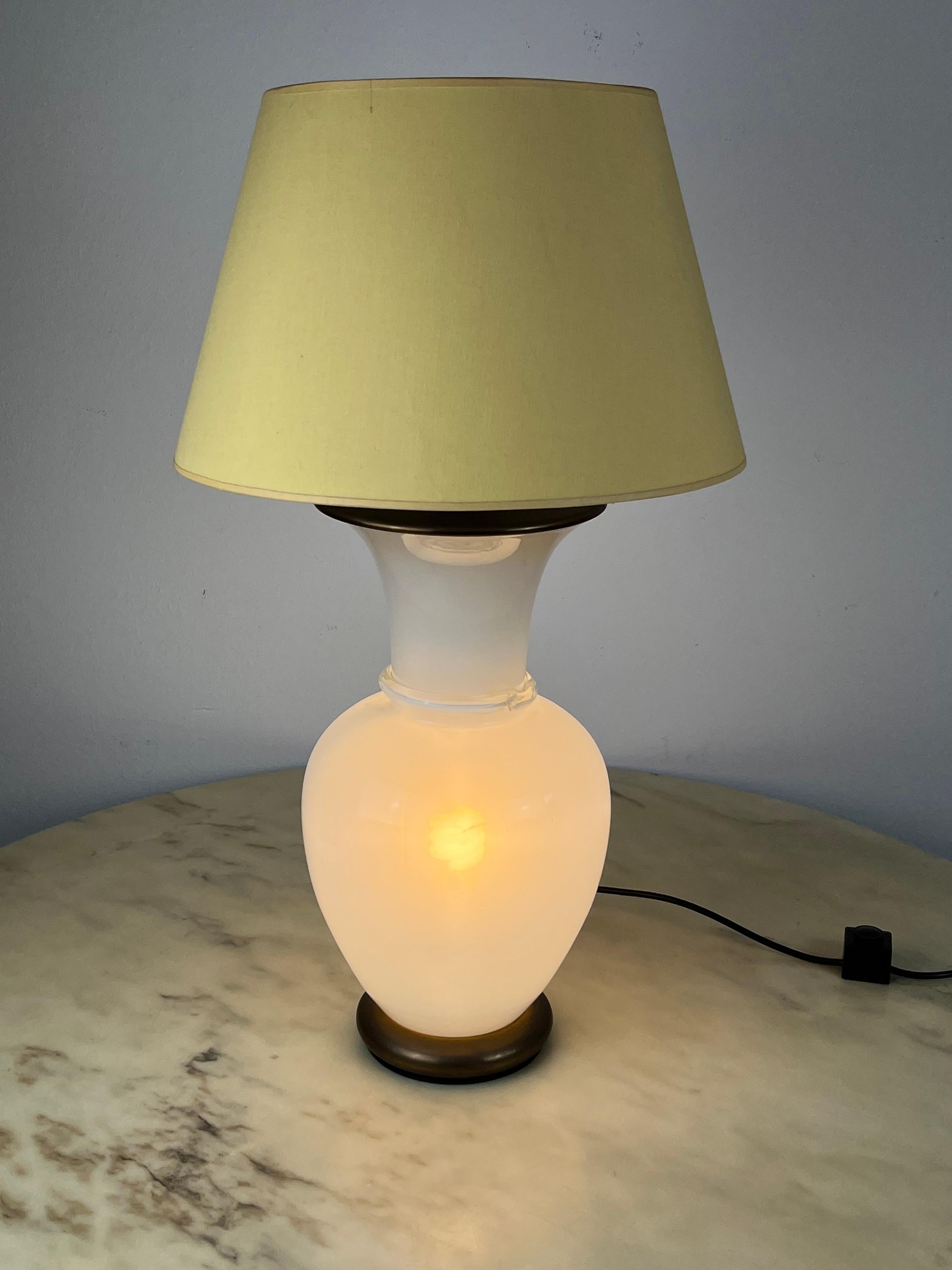 Other Murano Glass and Brass Table Lamp, F. Fabbian, Italy, 1970s For Sale