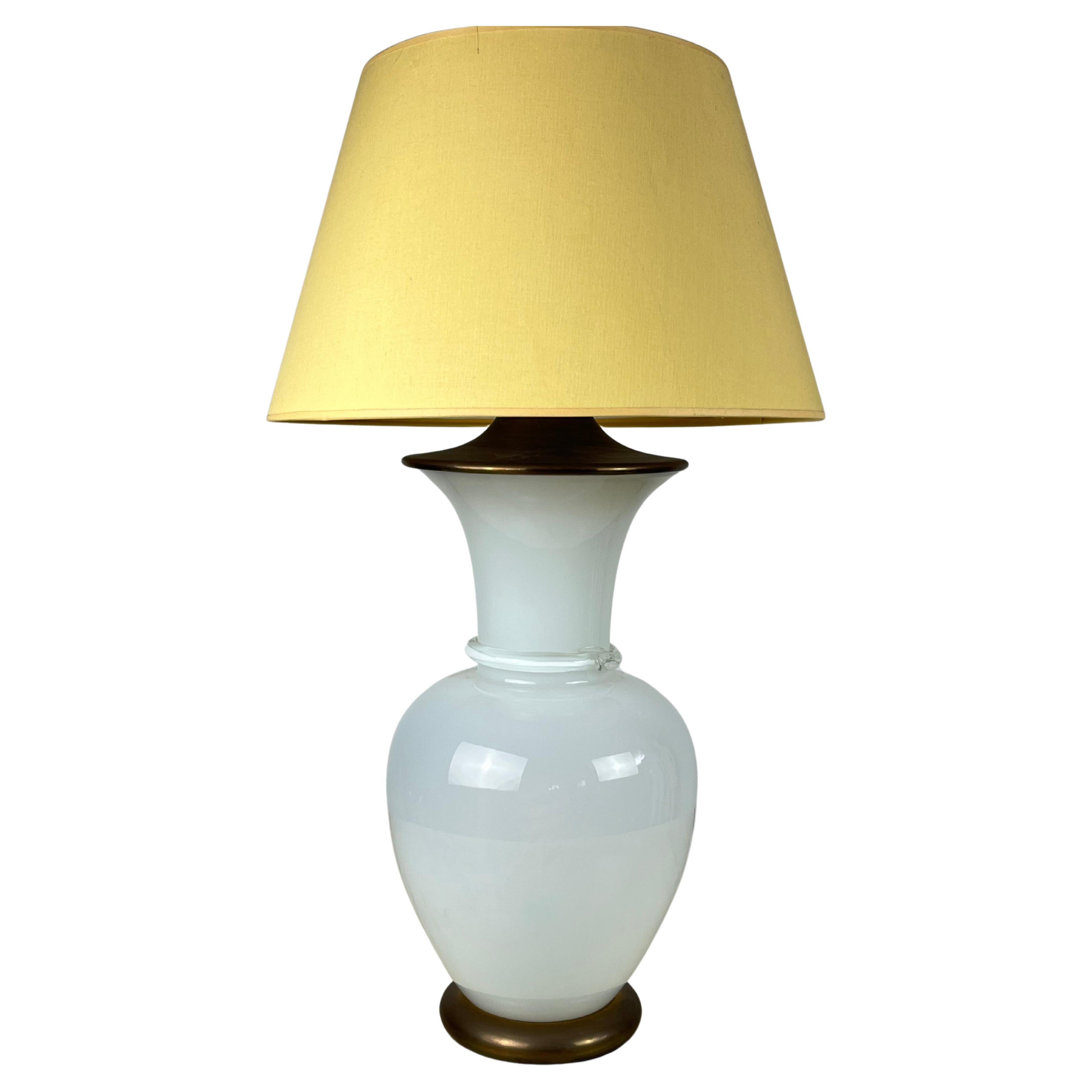 Murano Glass and Brass Table Lamp, F. Fabbian, Italy, 1970s For Sale