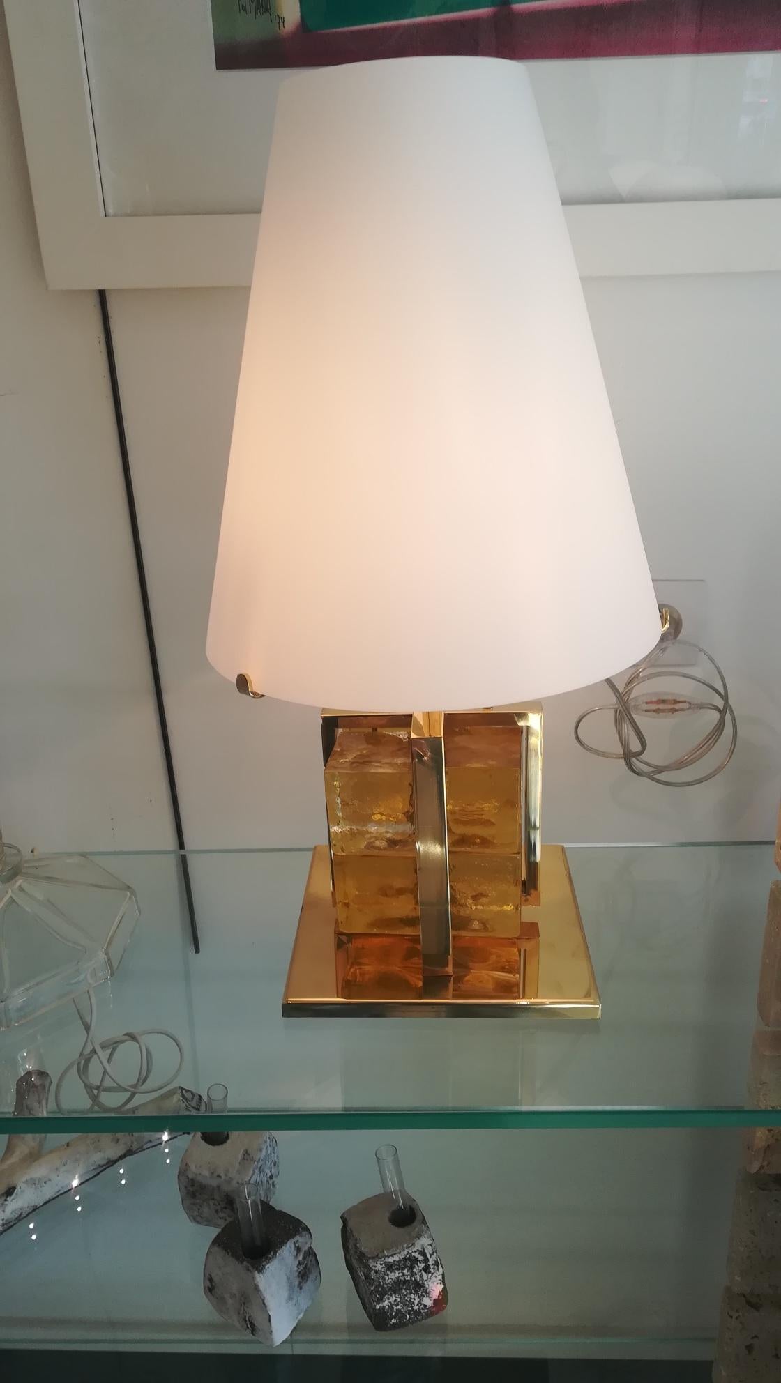 Murano Glass and Brass Table Lamp 5