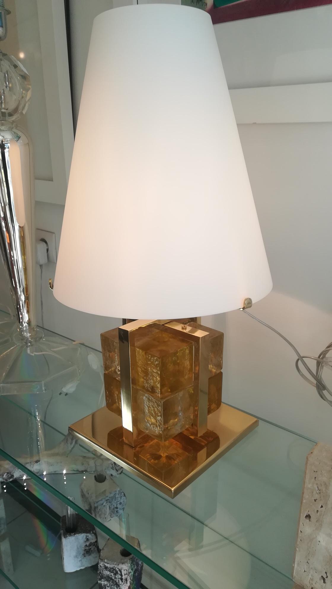 Murano Glass and Brass Table Lamp 6