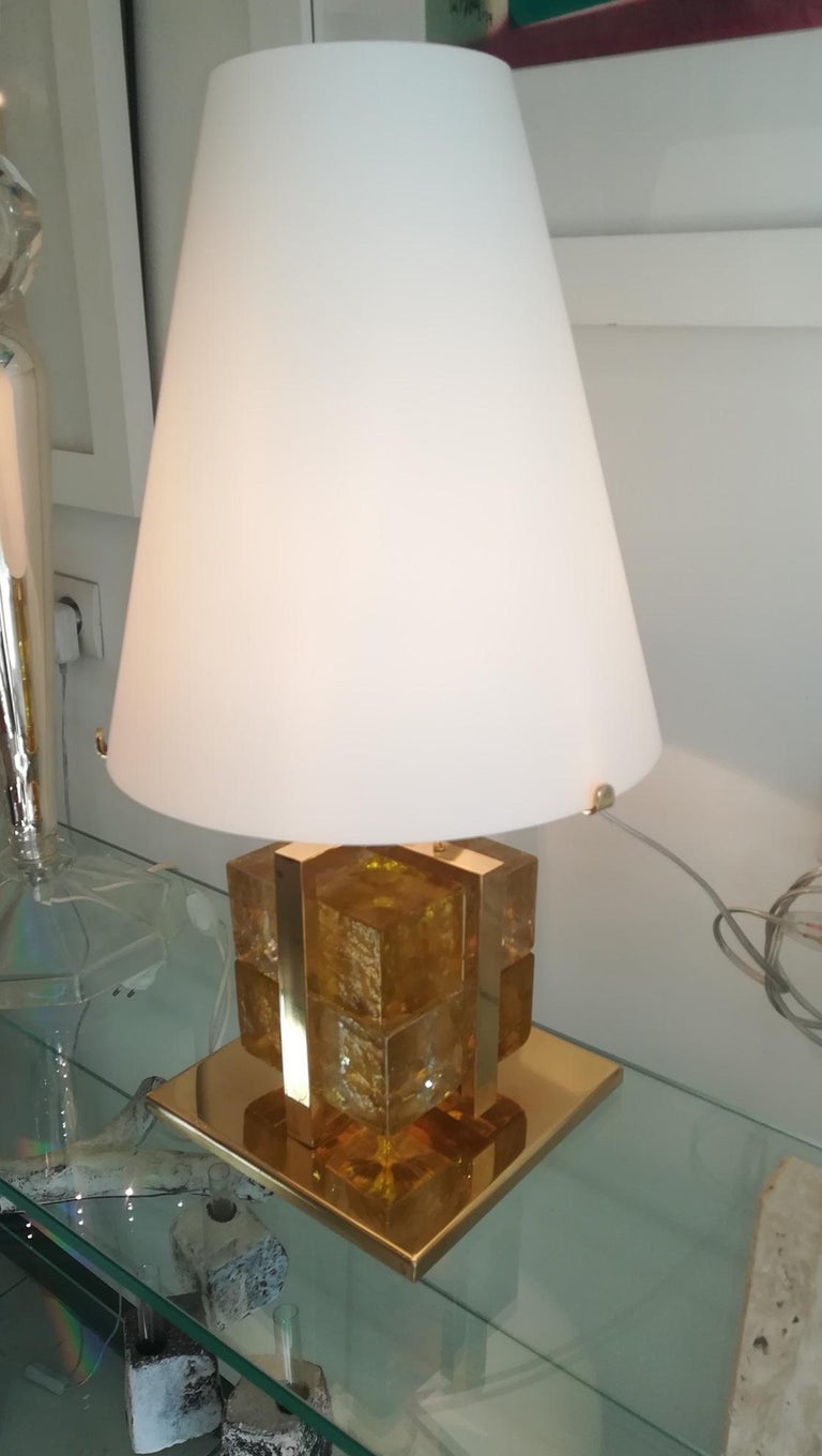 Murano Glass and Brass Table Lamp For Sale 7
