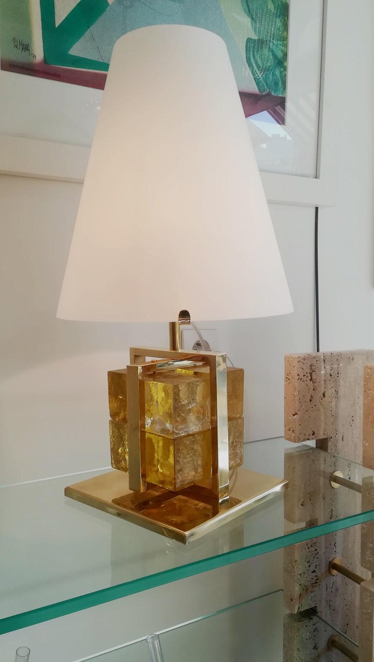 Murano Glass and Brass Table Lamp For Sale 1