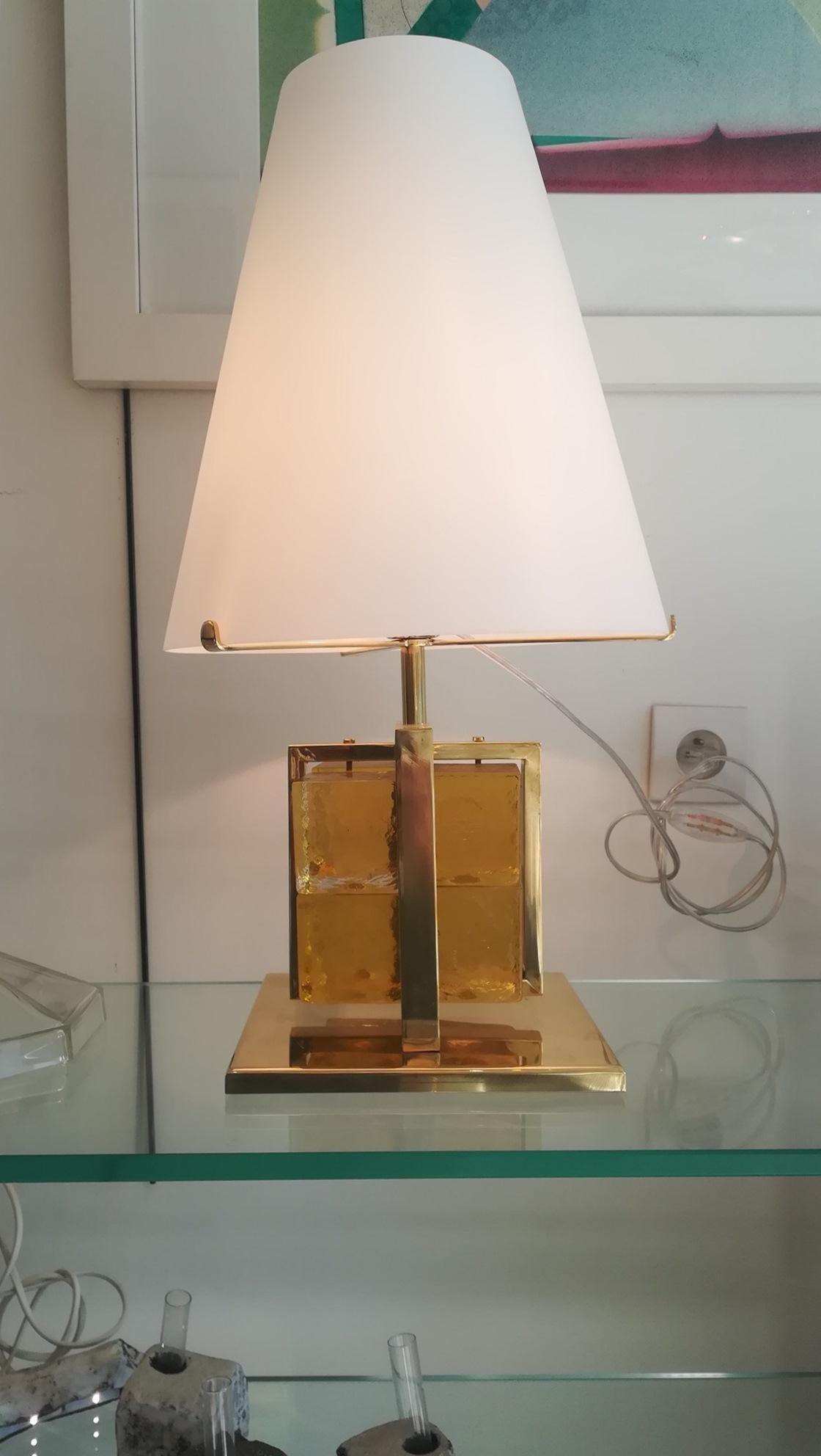 Murano Glass and Brass Table Lamp 2