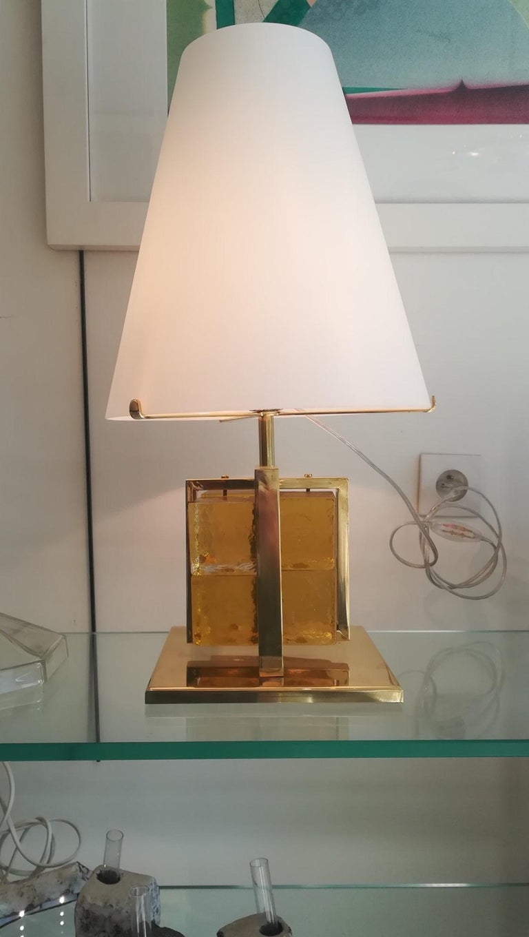Murano Glass and Brass Table Lamp For Sale 2