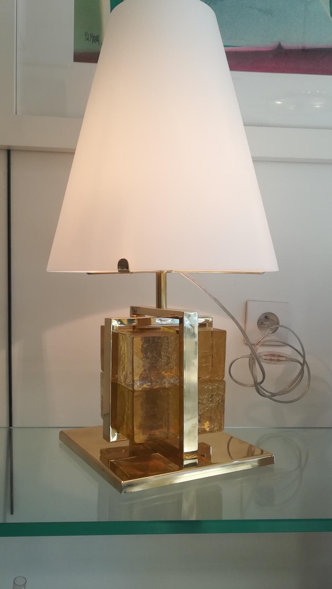 Murano Glass and Brass Table Lamp 3