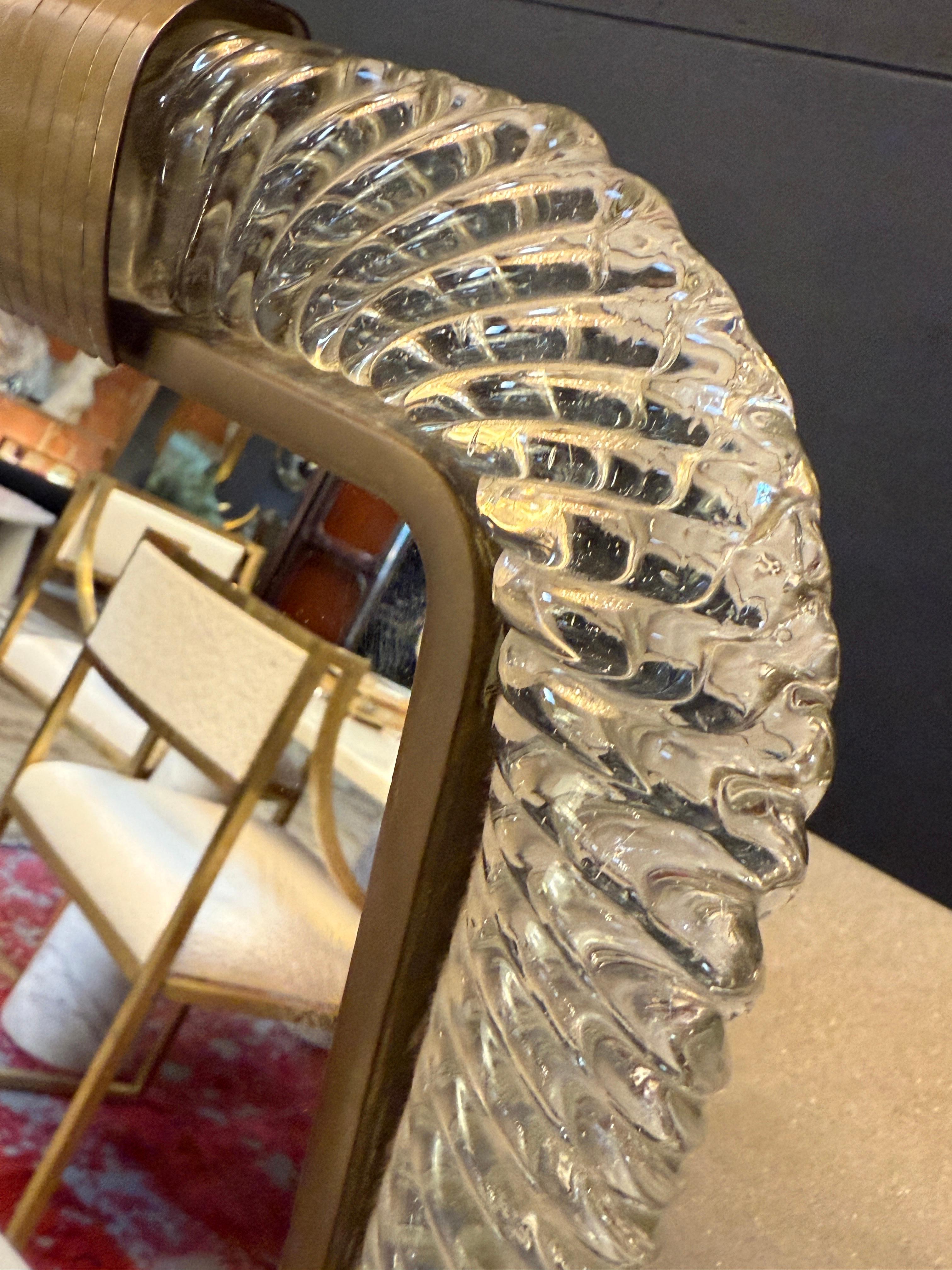 Italiano Specchio da tavolo in vetro di Murano e ottone in vendita