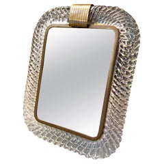 Murano Glass and Brass Table Mirror