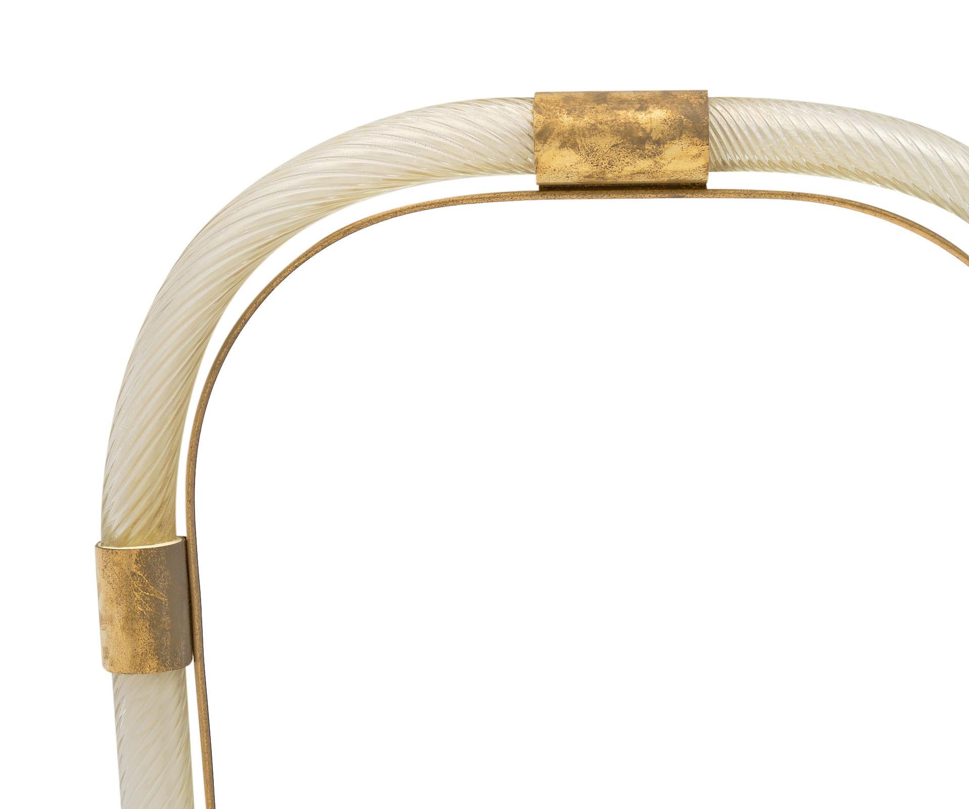Mid-Century Modern Murano Glass and Brass “Torsado” Mirror by Fuga