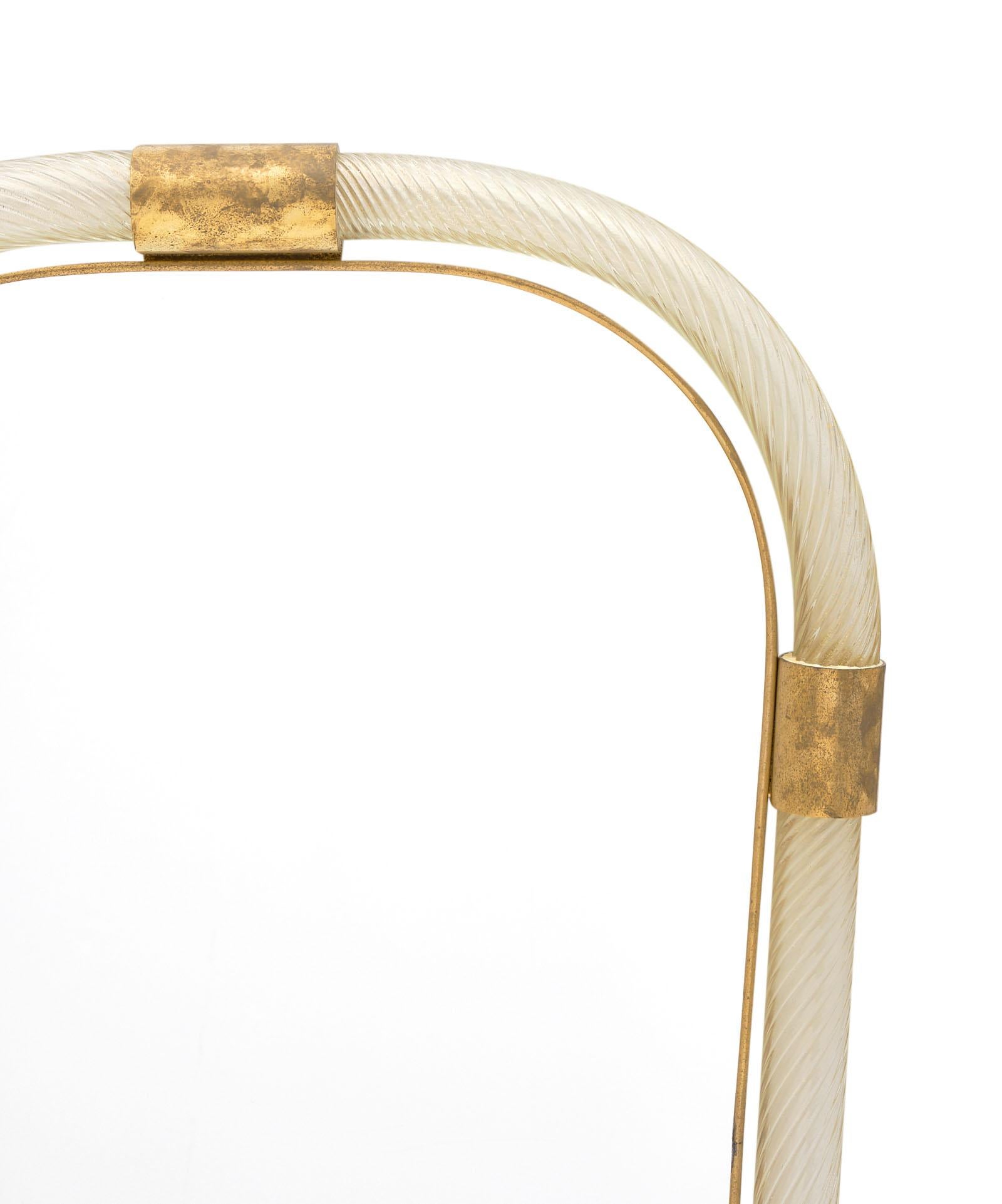 Italian Murano Glass and Brass “Torsado” Mirror by Fuga