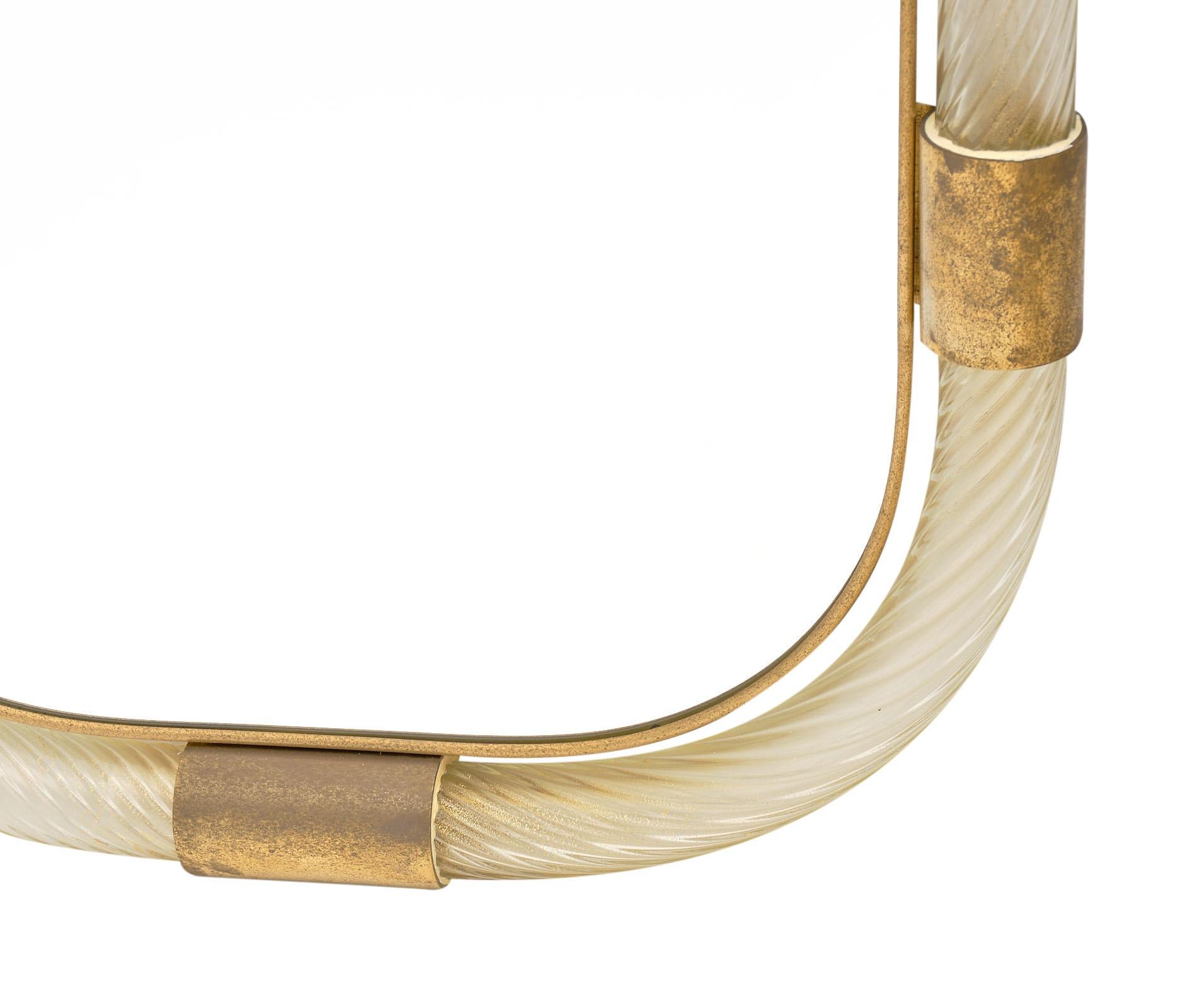Gold Murano Glass and Brass “Torsado” Mirror by Fuga