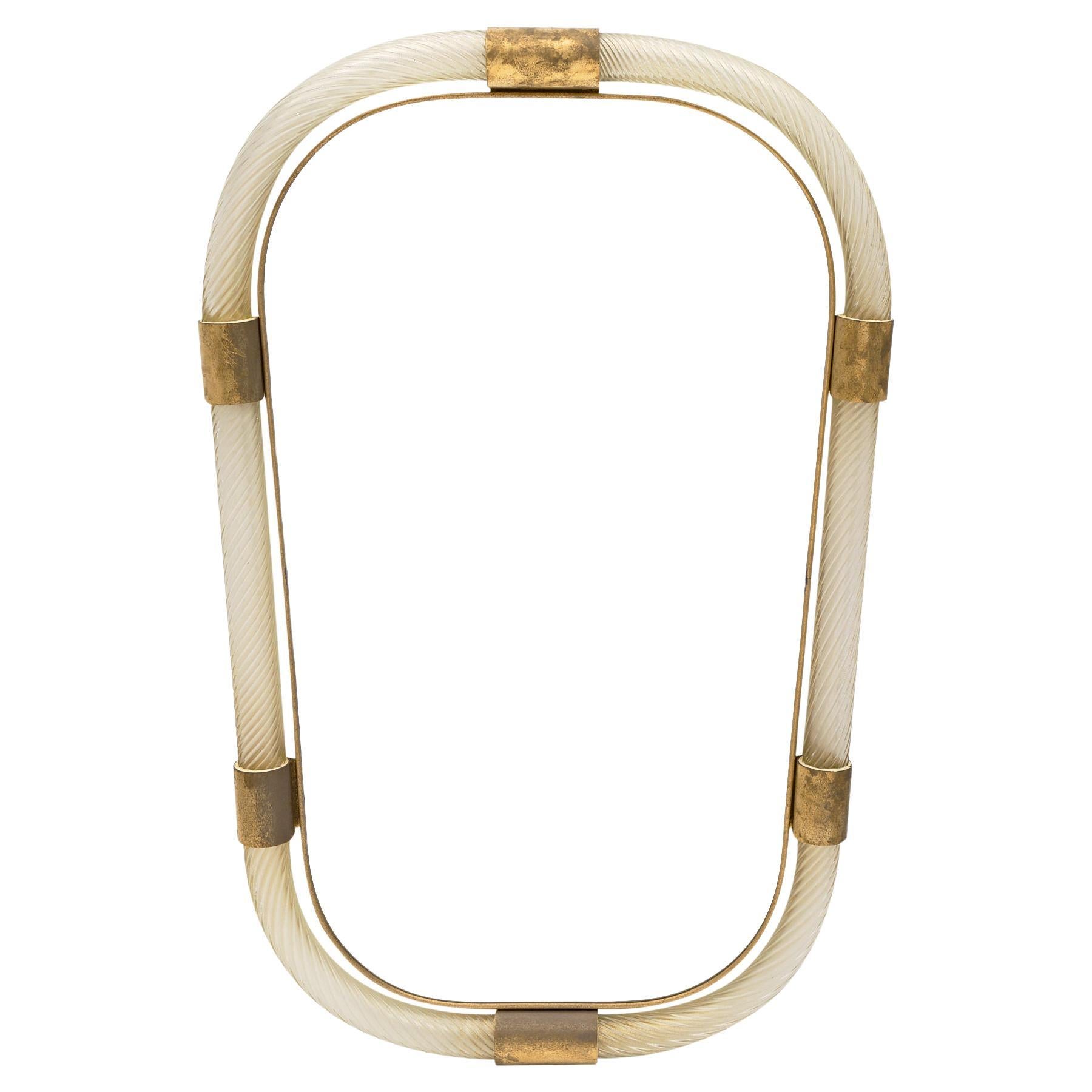 Murano Glass and Brass “Torsado” Mirror by Fuga