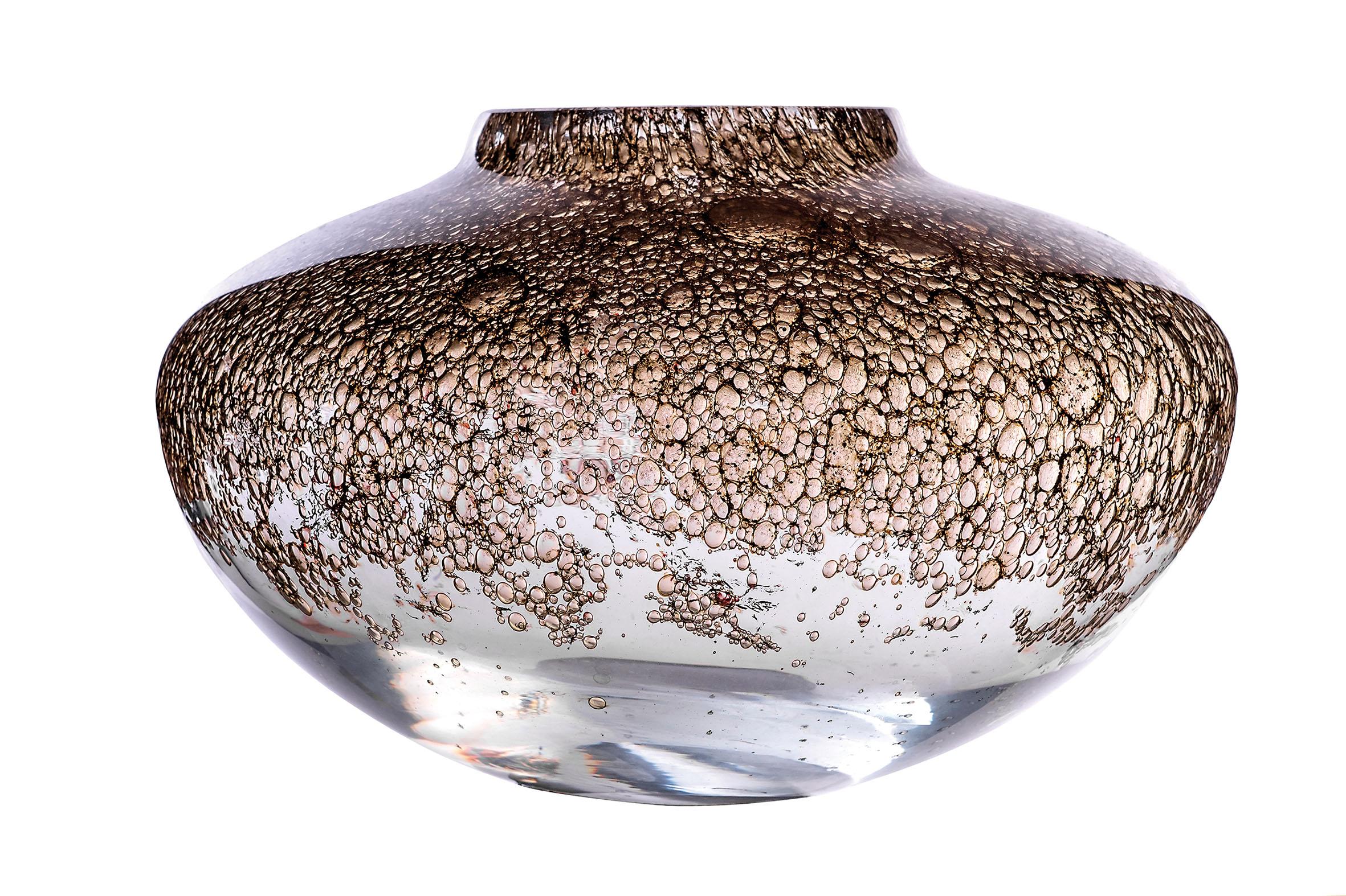 Italian Murano Glass and Brass Vase Handmade in Murano by Stories of Italy