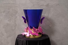 Murano Glass and Brass Violet and Liac Mid-Century Table Lamps, 1990