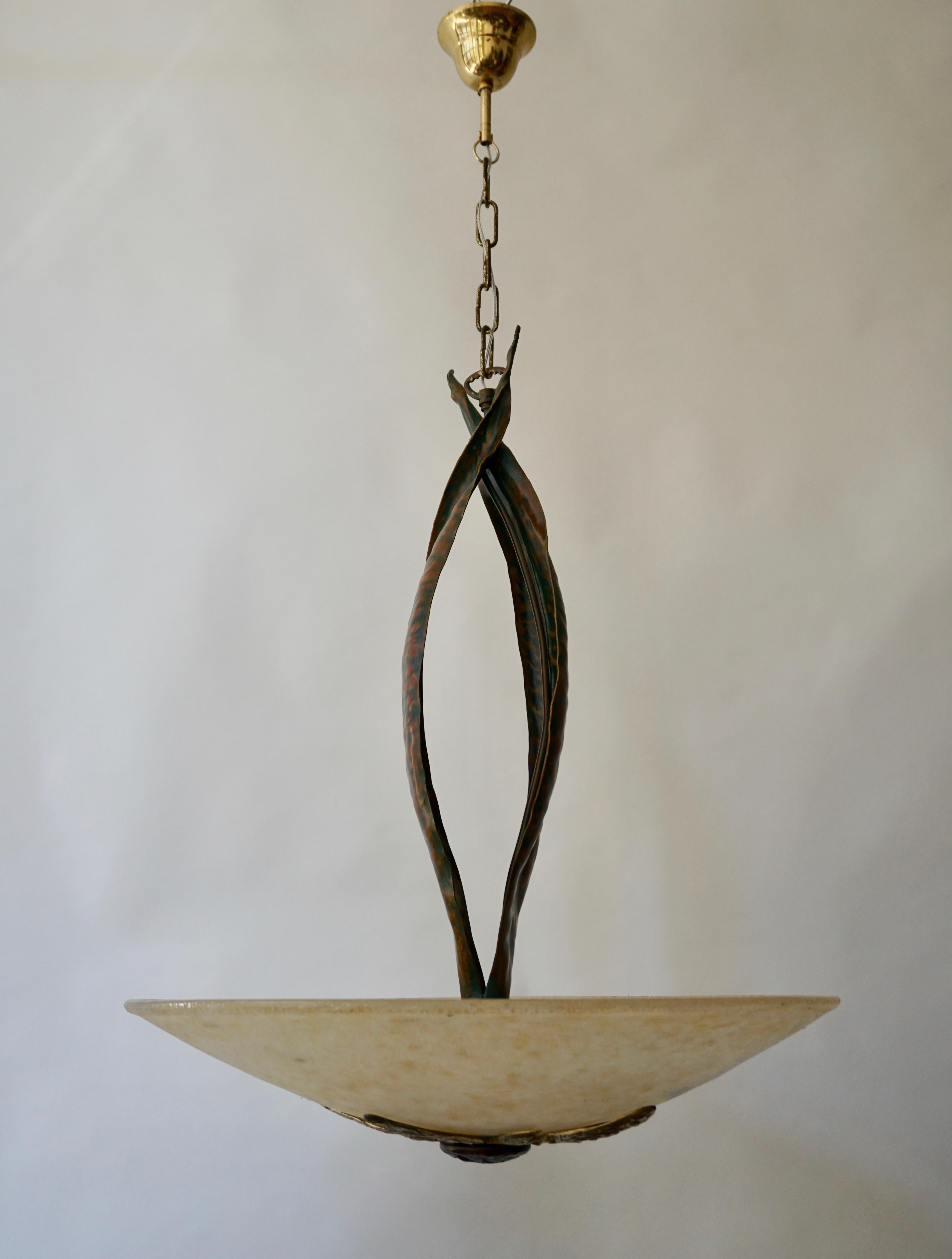 Murano Glass and Bronze Pendant Light  For Sale 4