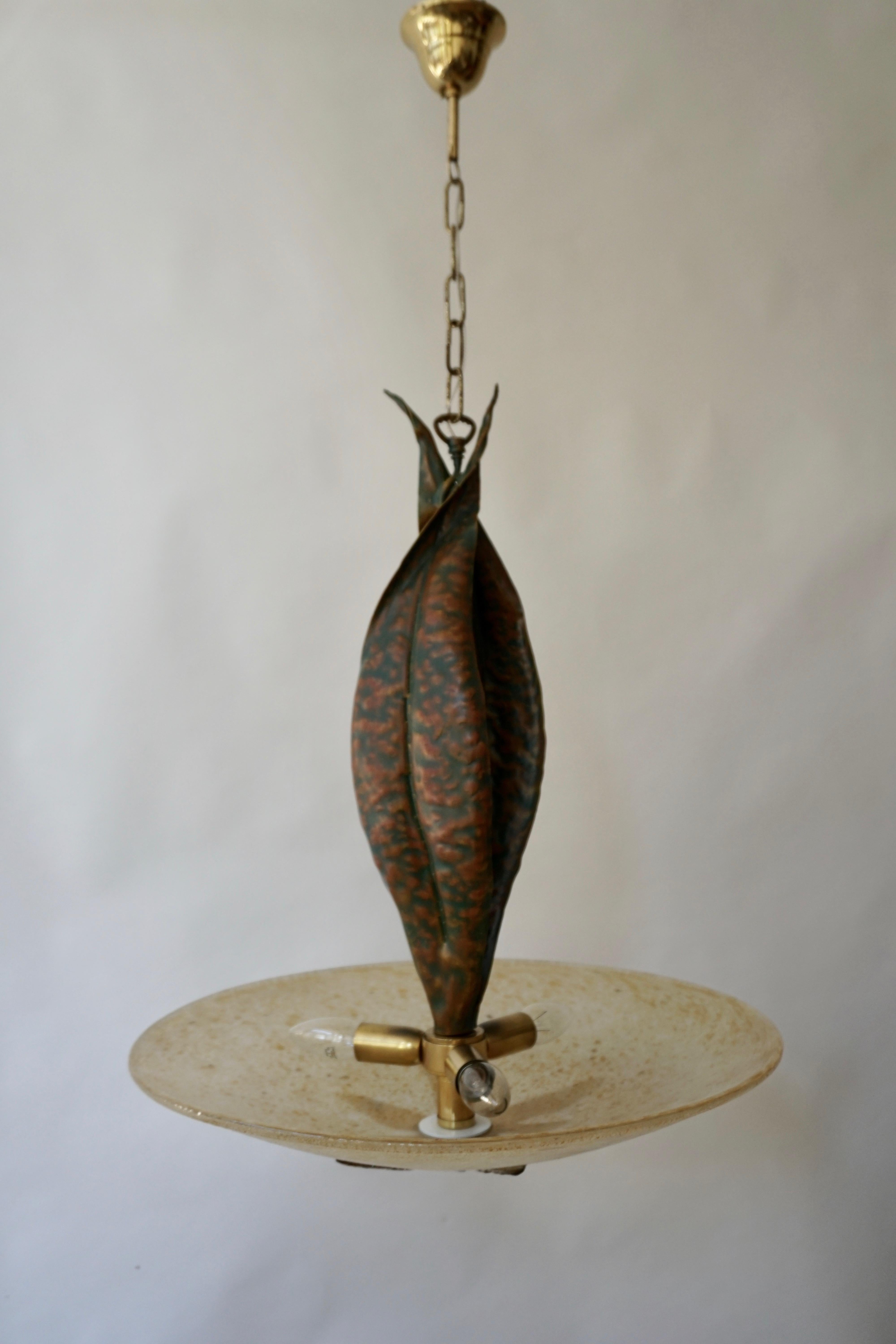 Murano Glass and Bronze Pendant Light  For Sale 5