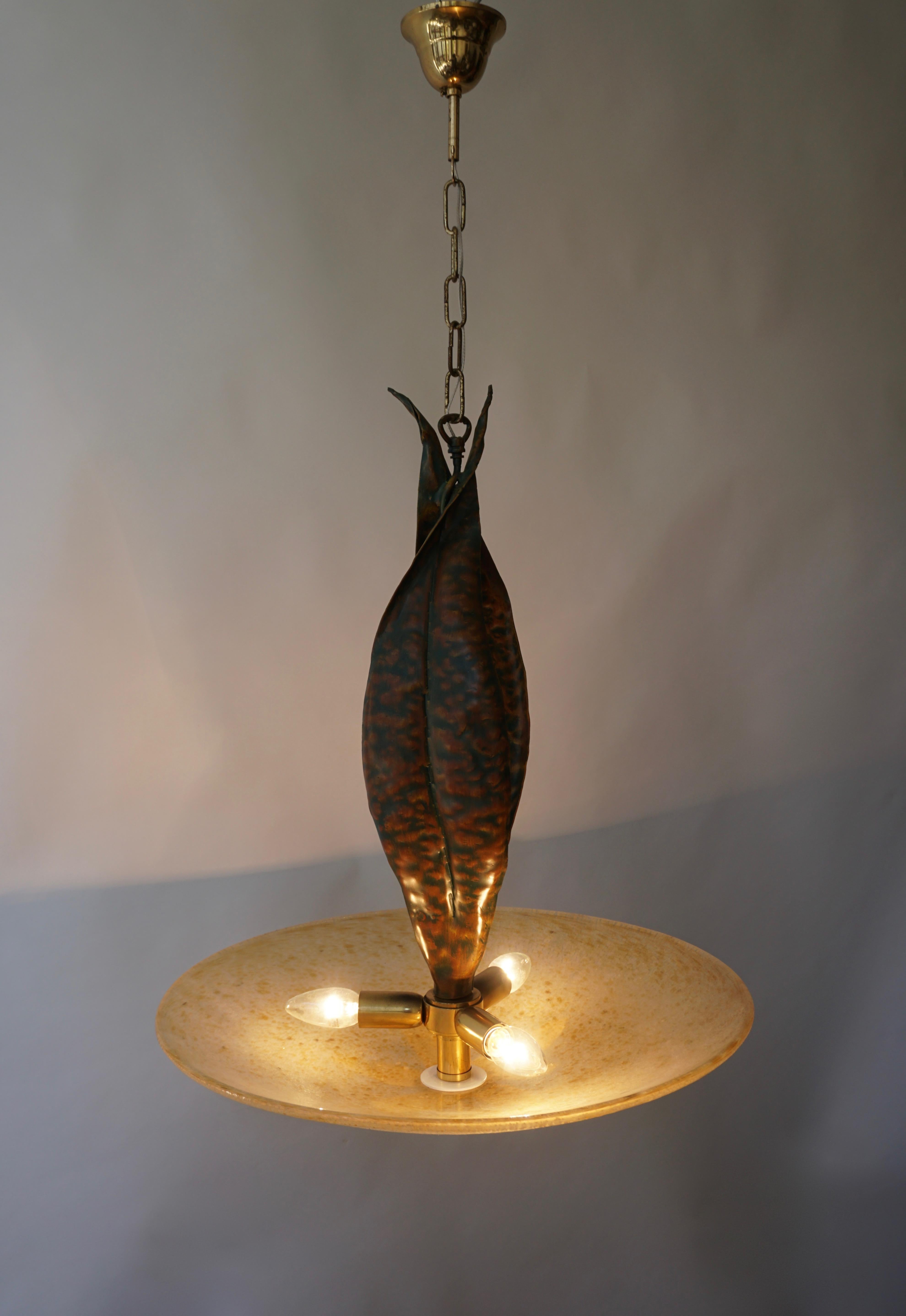 Murano Glass and Bronze Pendant Light  For Sale 6