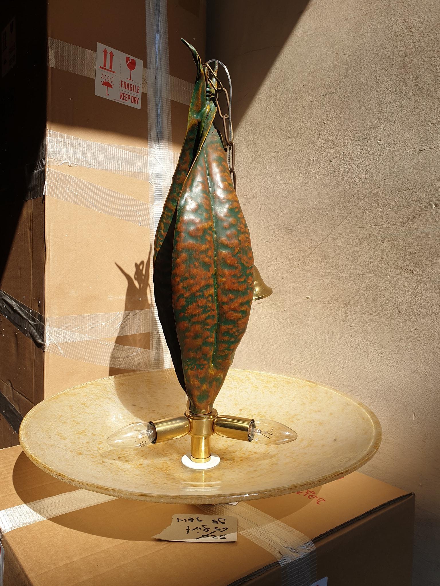 Murano Glass and Bronze Pendant Light  For Sale 9