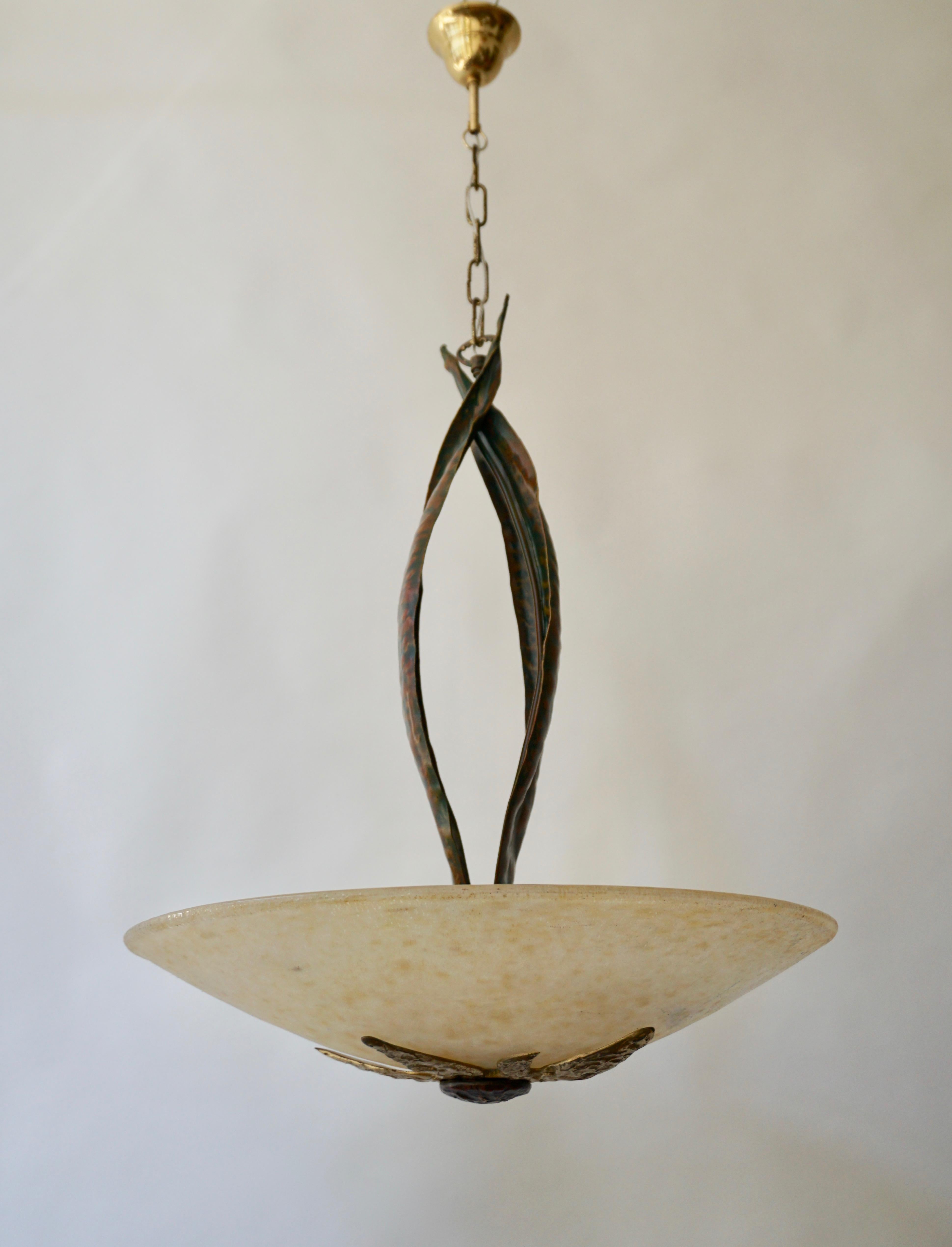 Murano Glass and Bronze Pendant Light  In Good Condition For Sale In Antwerp, BE