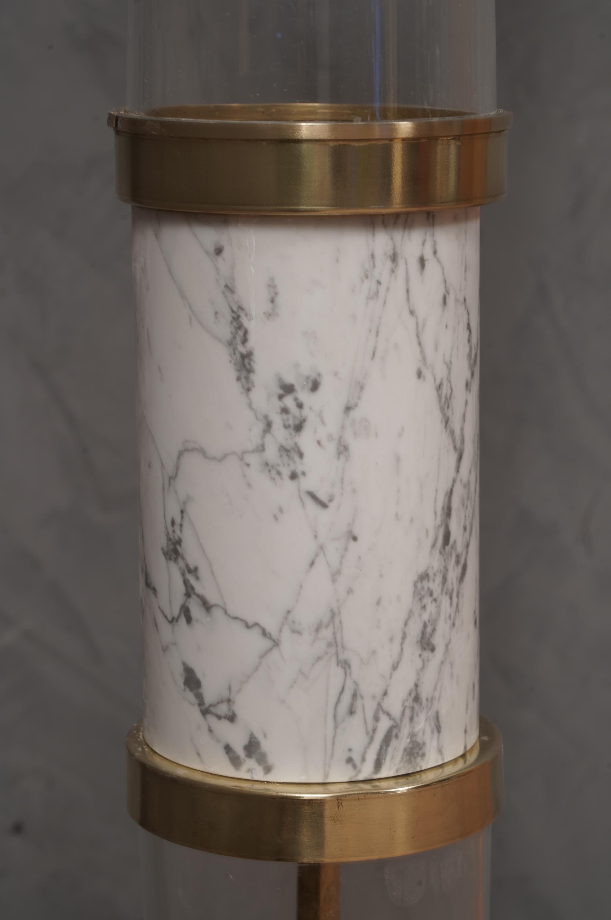 Late 20th Century Murano Glass and Carrara Marble White Floor Lamp, 1970 For Sale