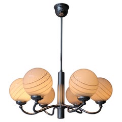 Murano Glass and Chrome Chandelier, 1970s, Italy