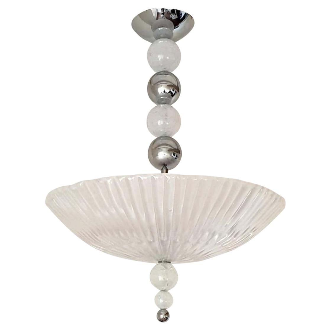 Murano Glass and Chrome Chandelier For Sale