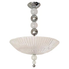 Vintage Murano Glass and Chrome Chandelier