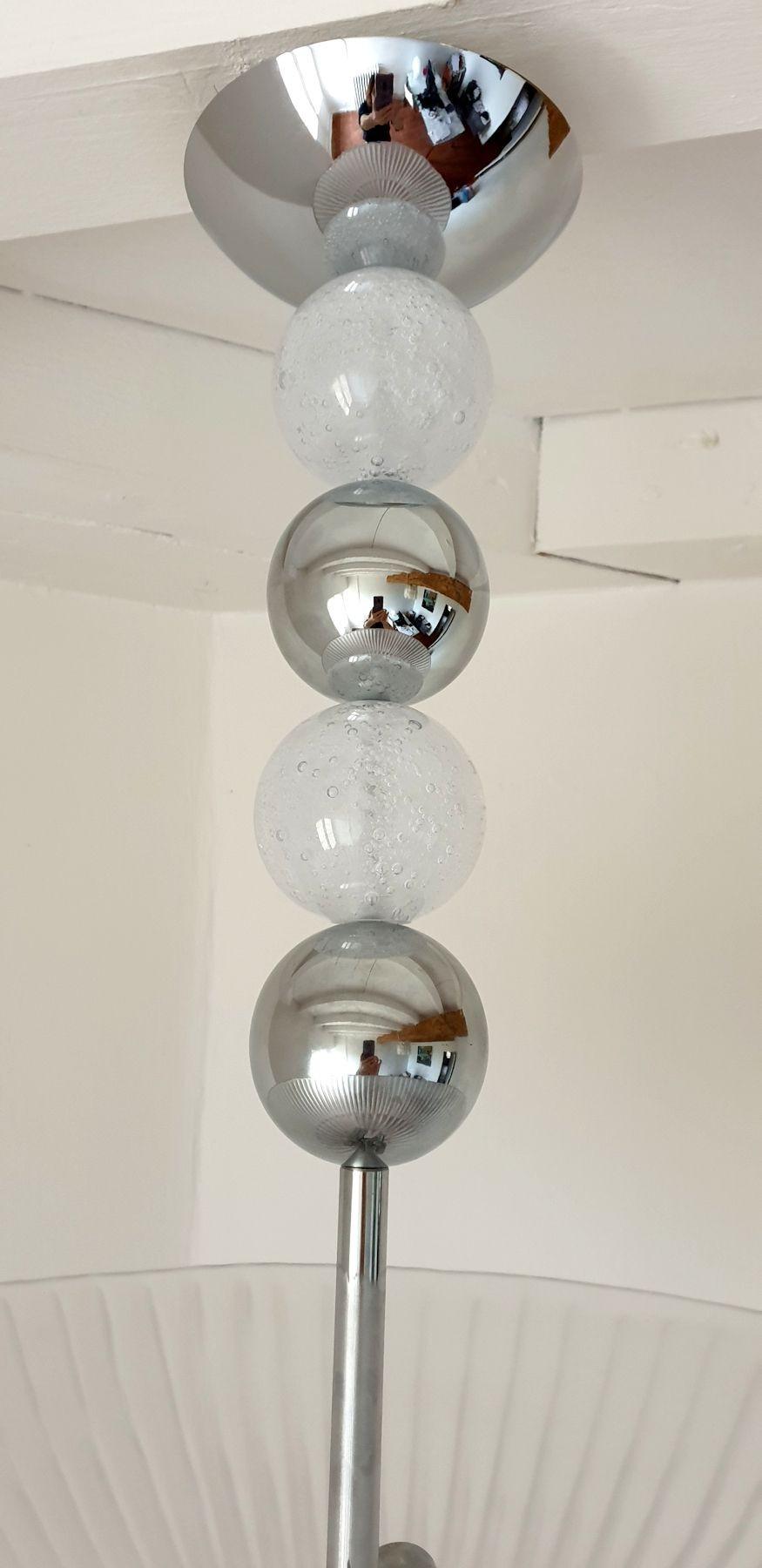 Murano Glass and Chrome Chandelier For Sale 2