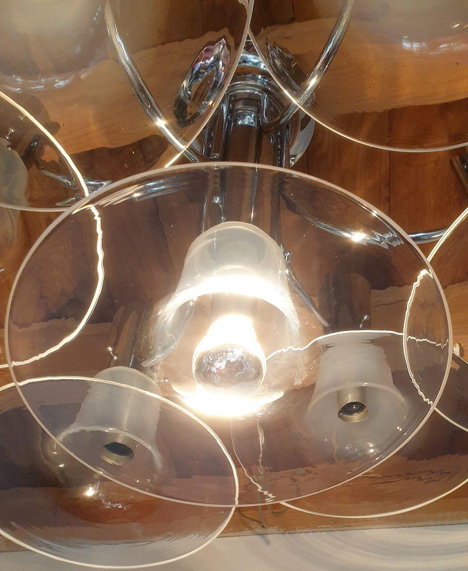 Lampadario in vetro di Murano e cromo in vendita 3