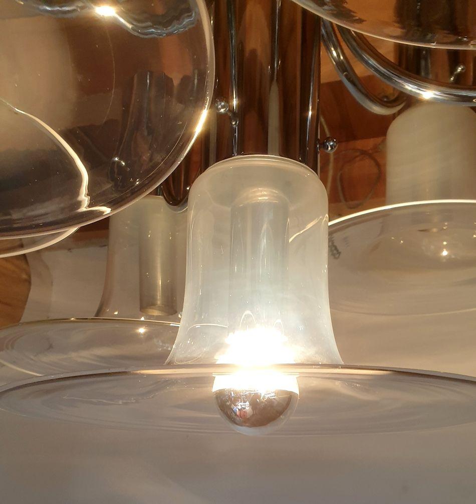 Lampadario in vetro di Murano e cromo in vendita 4