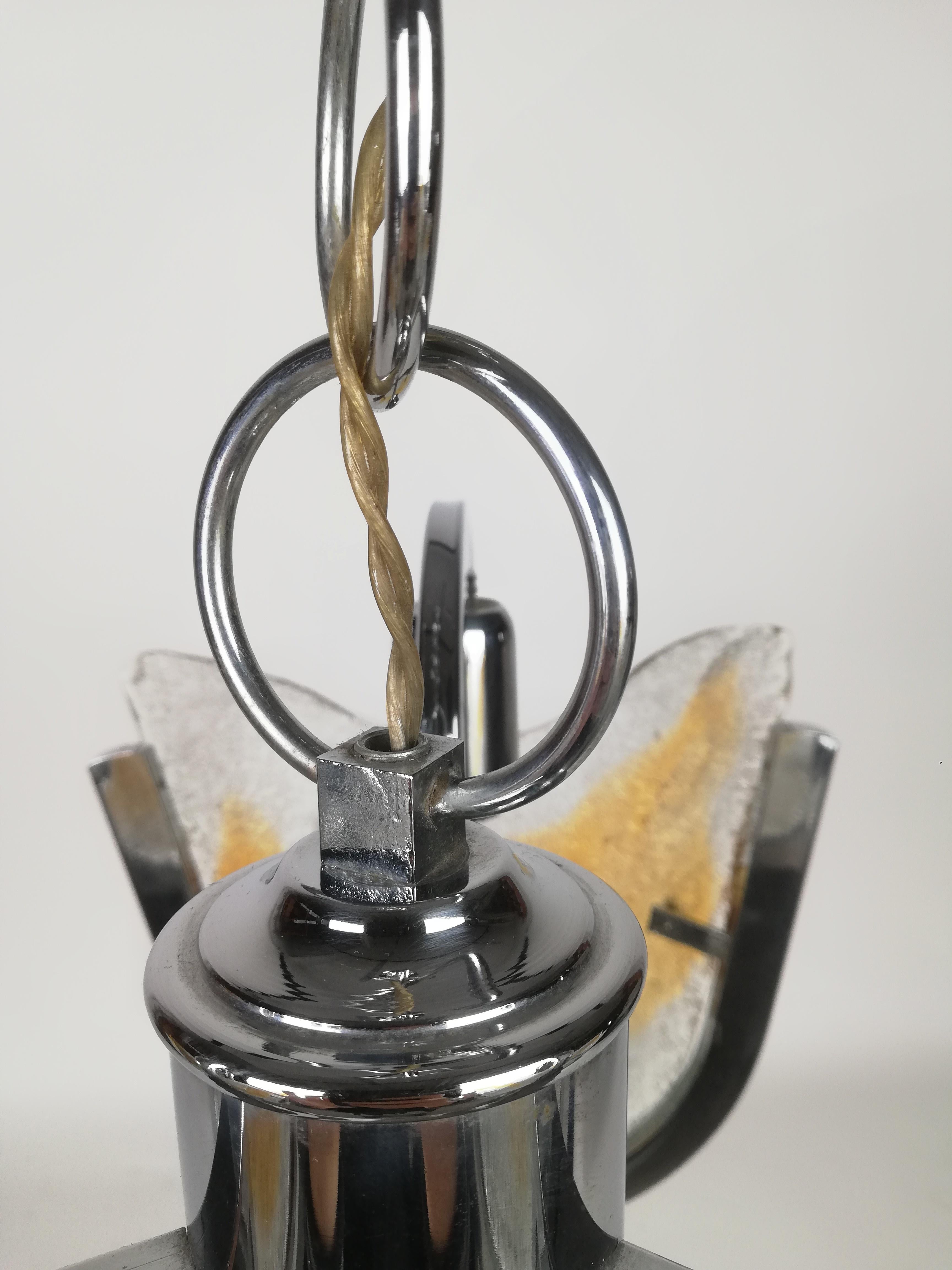 Lustre en verre de Murano et chrome dans le style de Mazzega, Italie, 1970 en vente 5